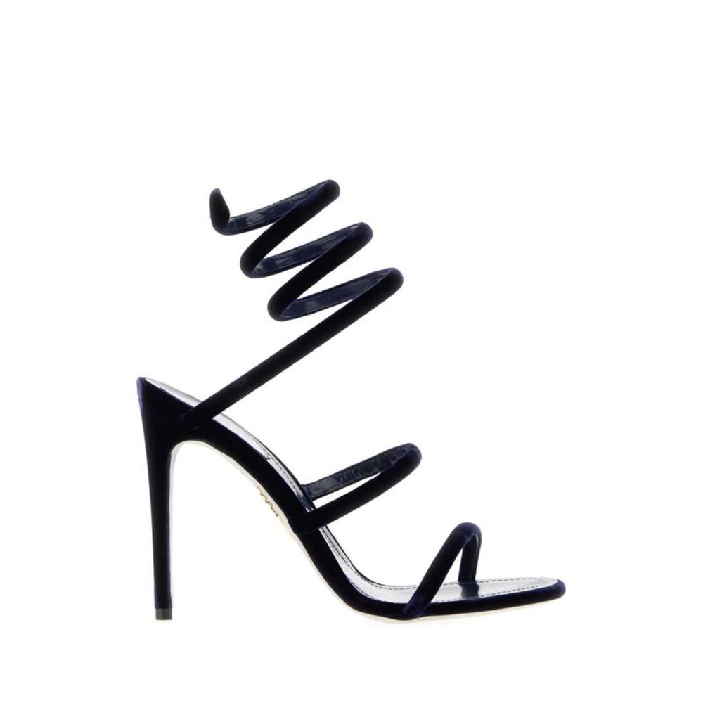 Rene Caovilla Women Midnight Blue Velvet Cleo Sandals